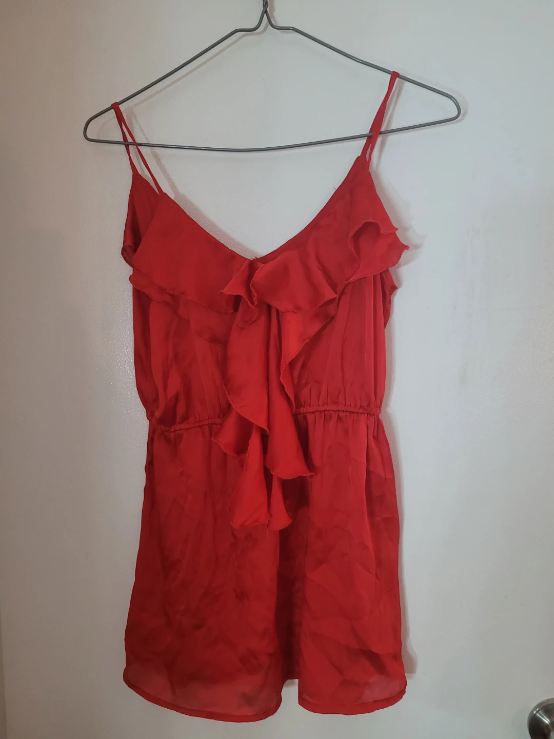 Red Ruffle Spaghetti Strap Dress