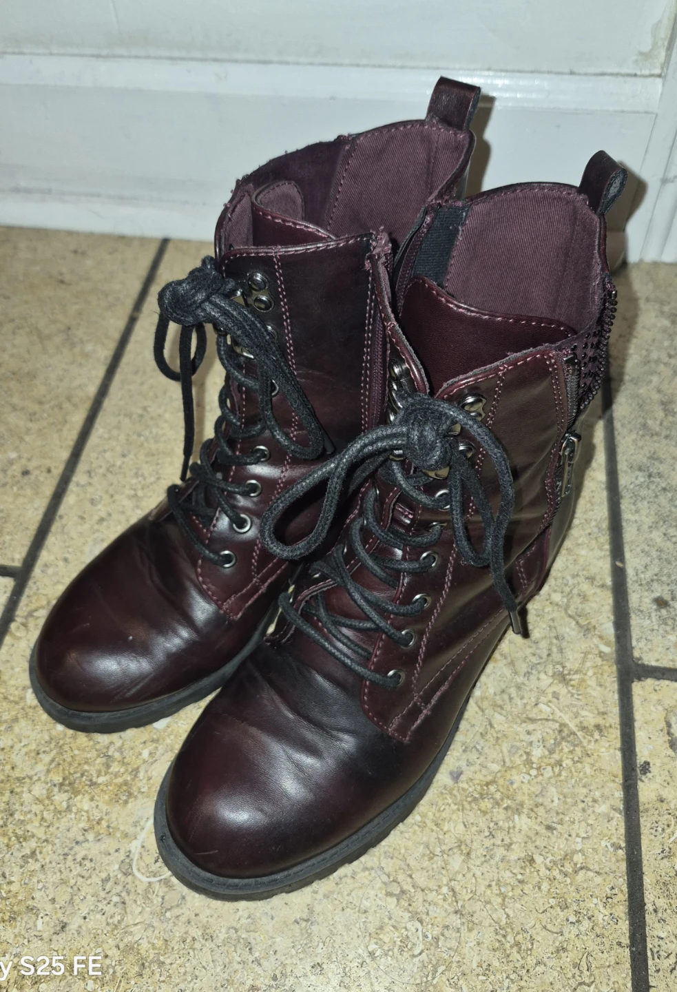 Burgundy combat boots