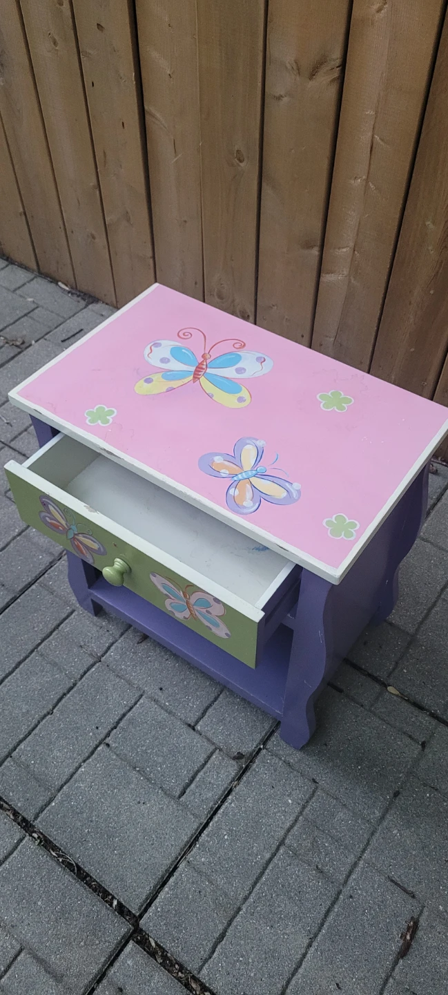 Kids Butterfly Nightstand with Drawer and Shelf - photo 3