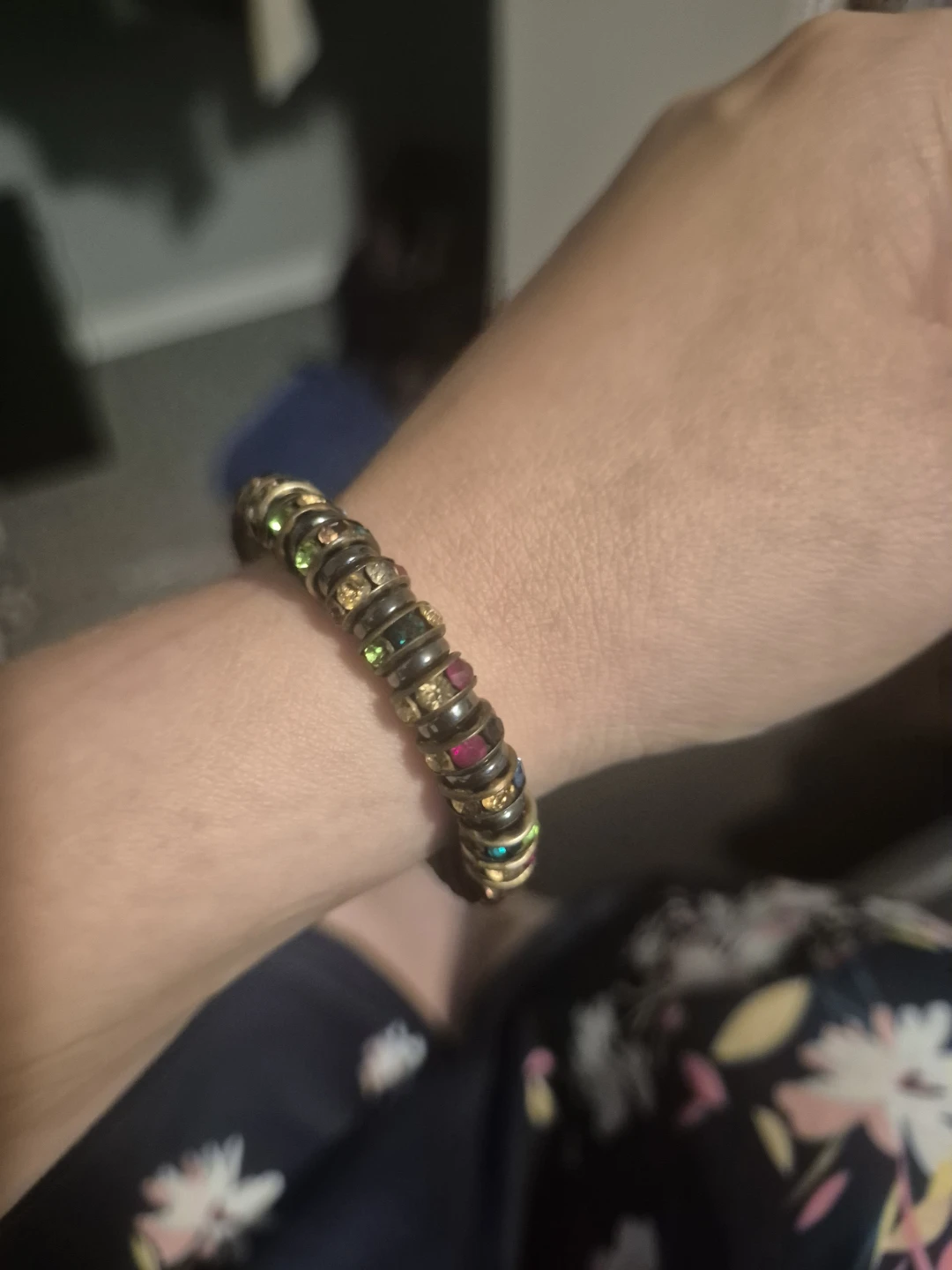 Beaded Bracelet with colourful Rhinestones