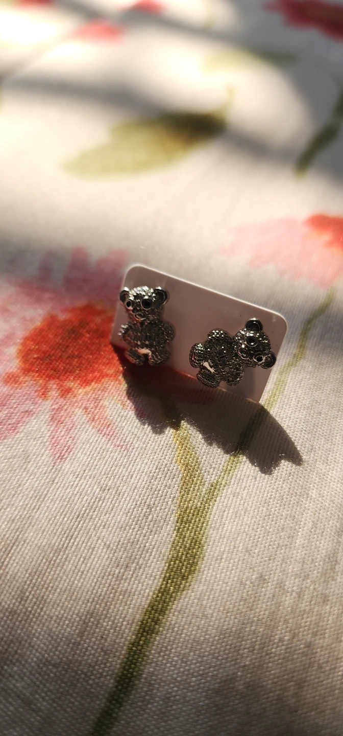 Sparkly Teddy Bear Stud Earrings - photo 2
