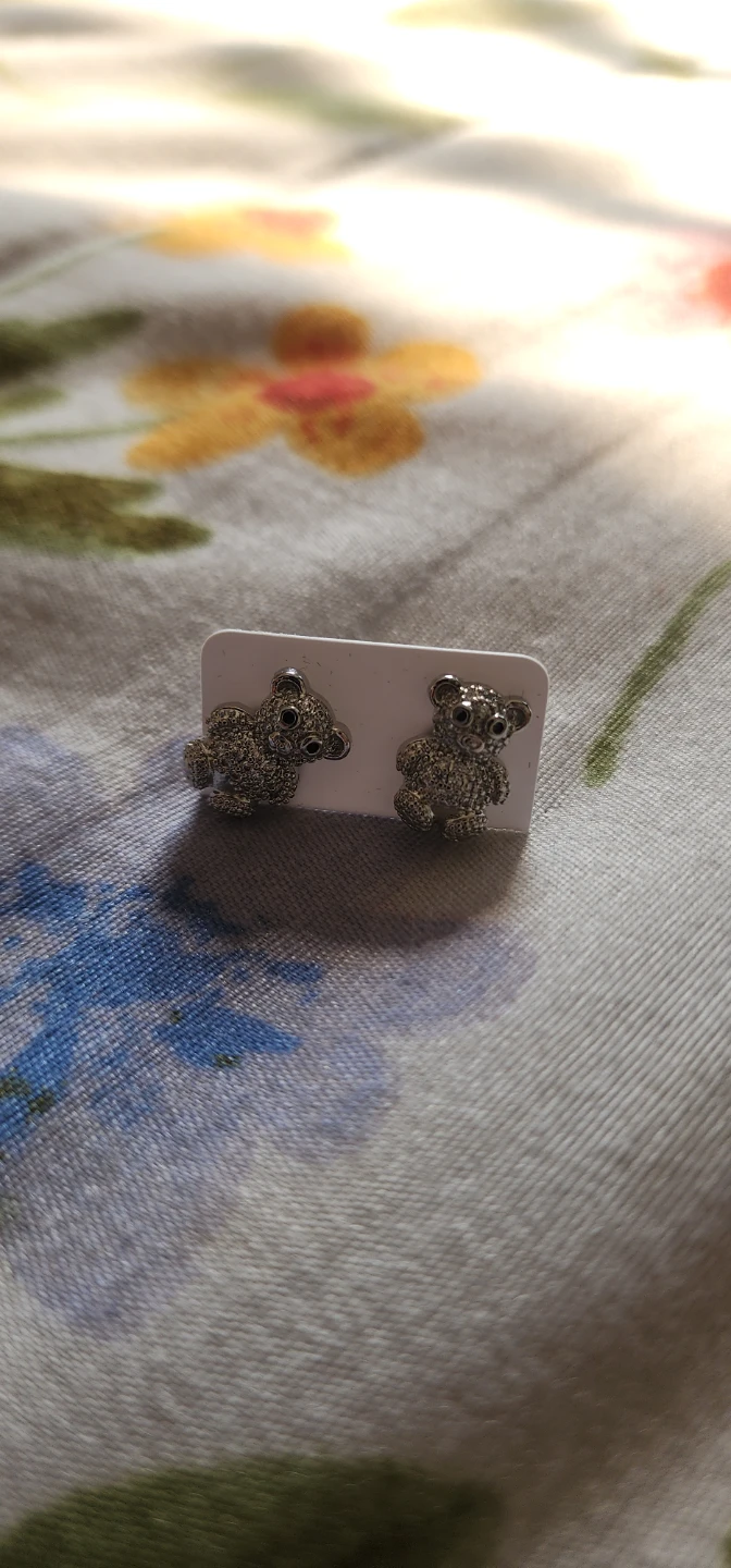 Sparkly Teddy Bear Stud Earrings - photo 3