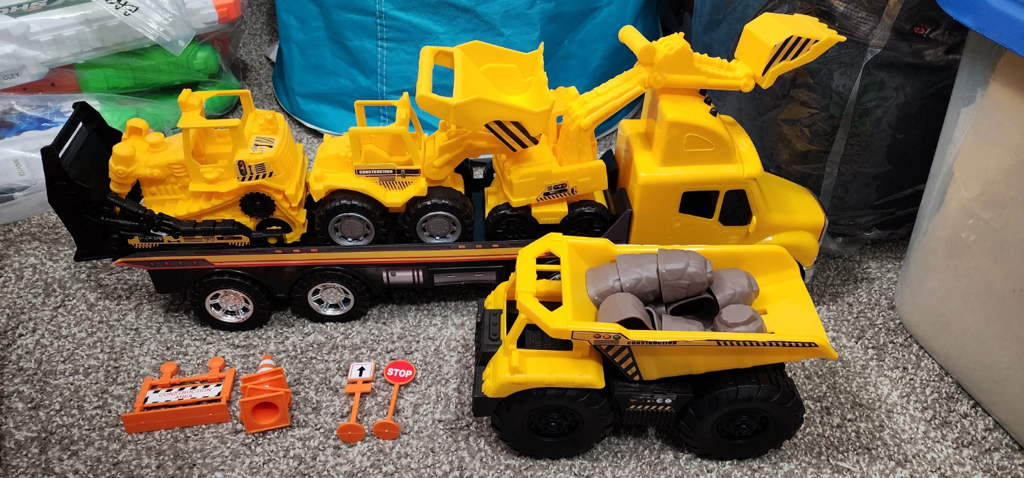 Yellow Construction Toy Truck Set