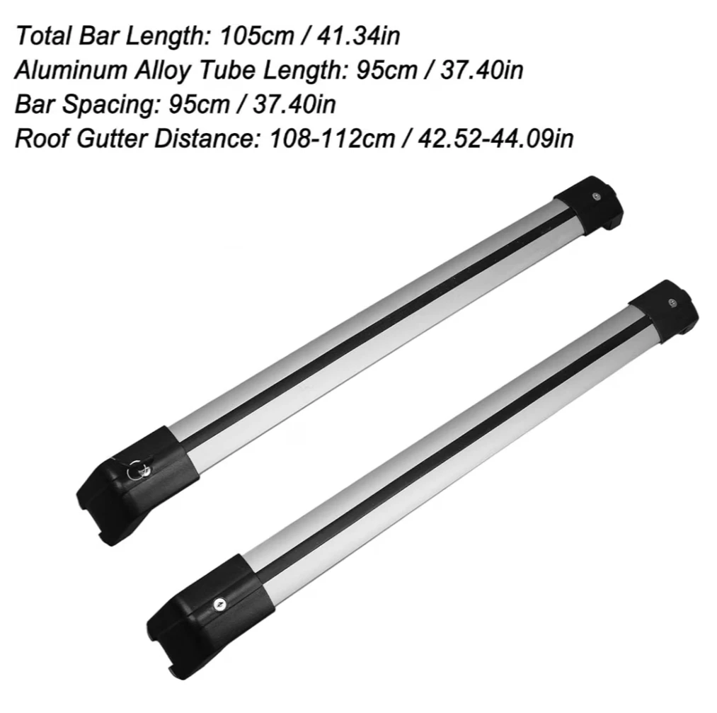 Aluminum Roof Rack Cross Bars w/ Lock - 330 lb Capacity - photo 5