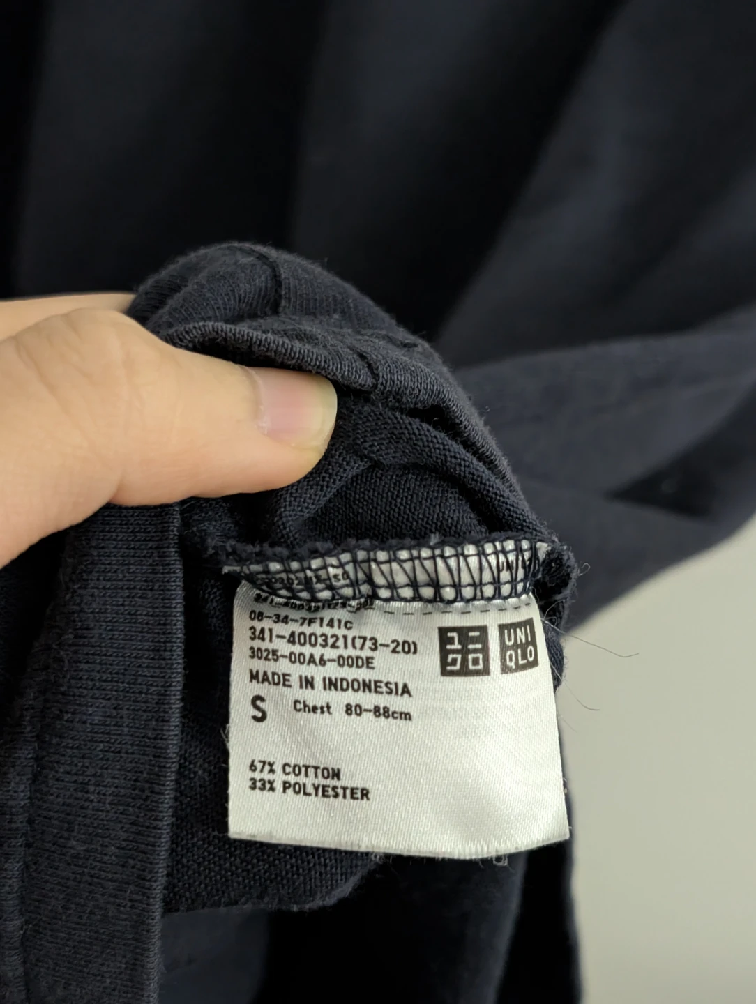 Uniqlo V-Neck T-Shirt Summer Navy Unisex ptp 18" - photo 2