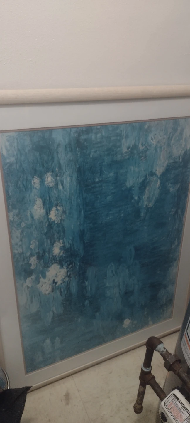 Large Framed Water Lilies Painting