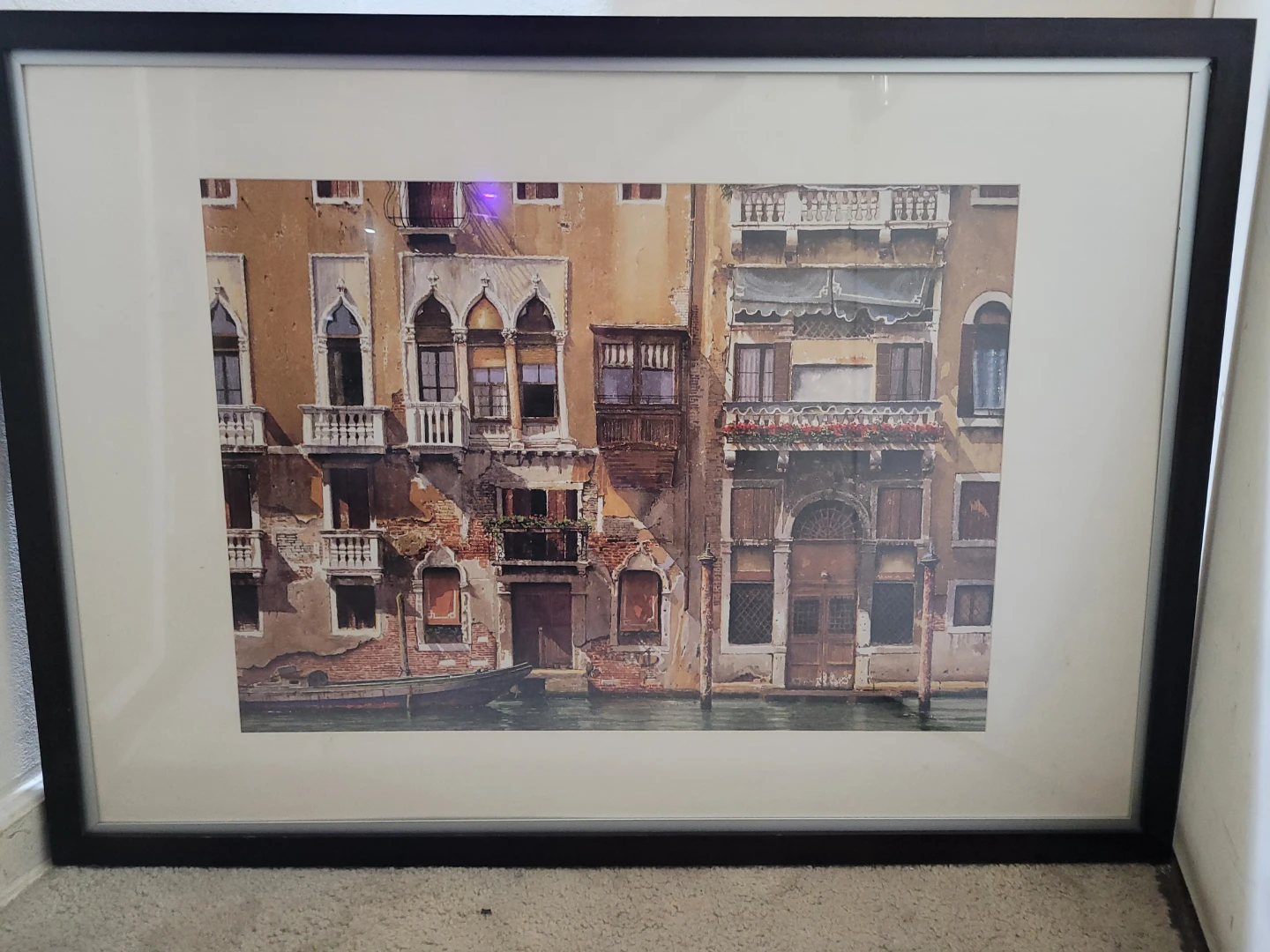 Framed Print of Venetian Canal Scene_  41"×29 1/2"
