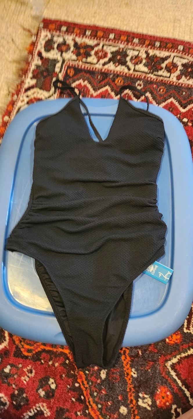 New Boden Black Textured One-Piece Swimsuit