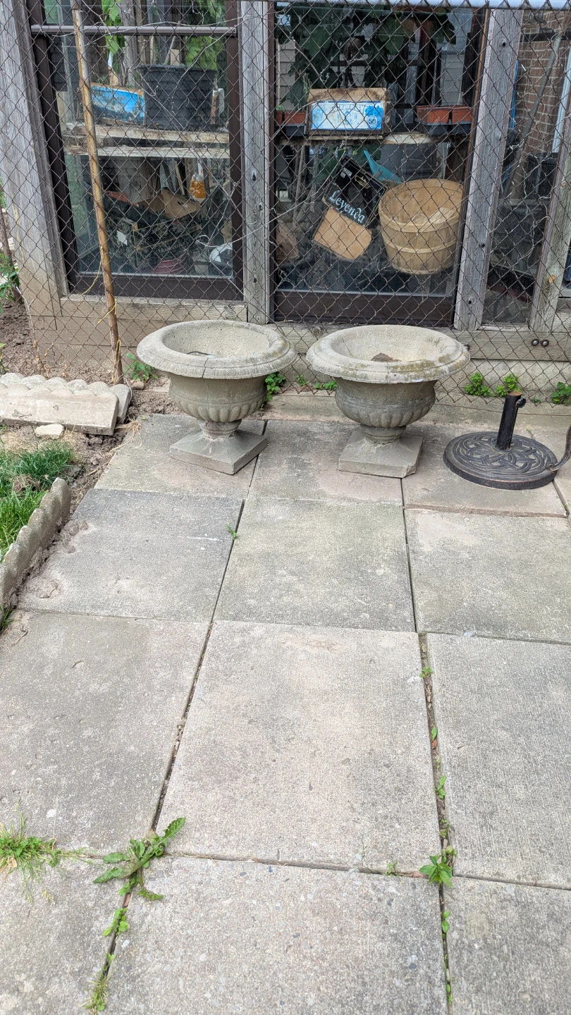 Vintage Stone Garden Planters - Pair