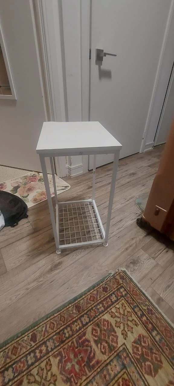 White Side Table with Shelf