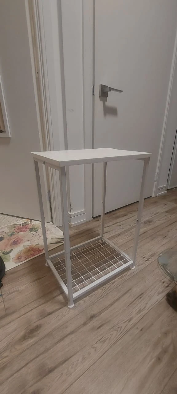 White Side Table with Shelf - photo 2