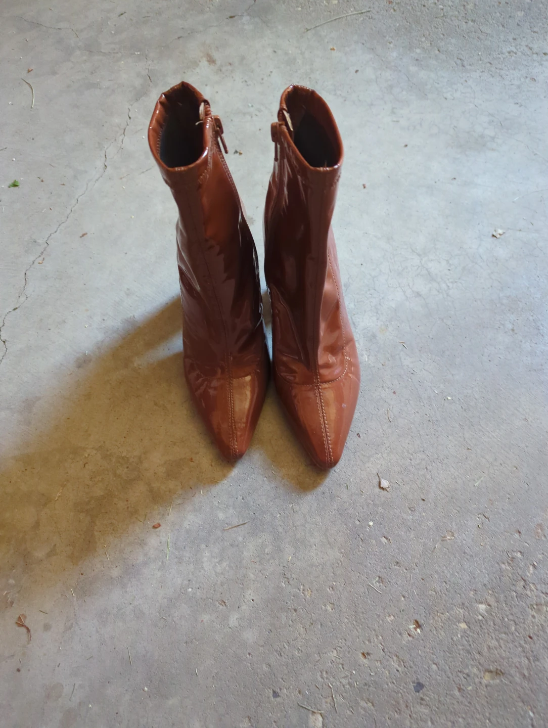 Brown Patent Ankle Boots