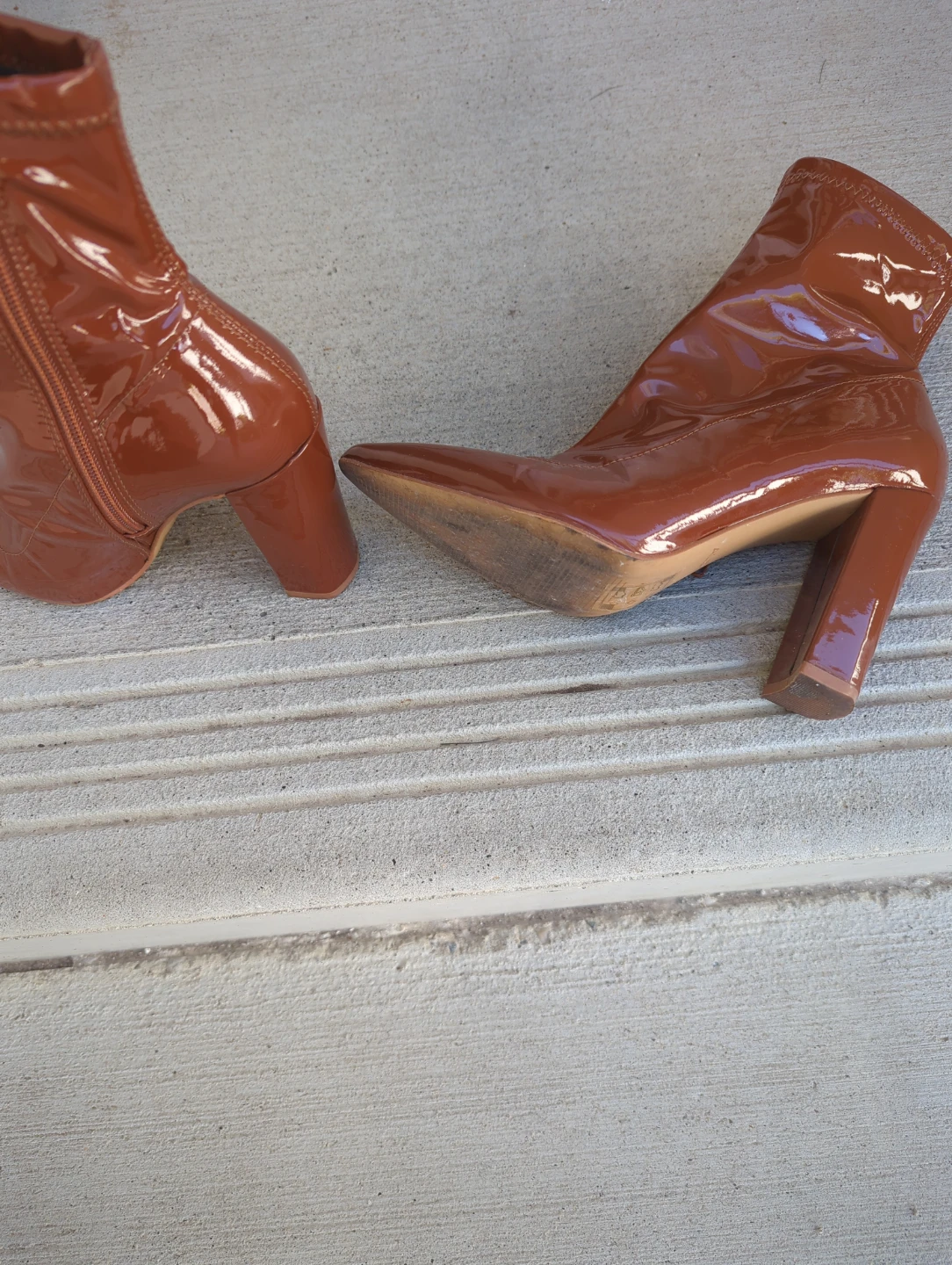 Brown Patent Ankle Boots - photo 2