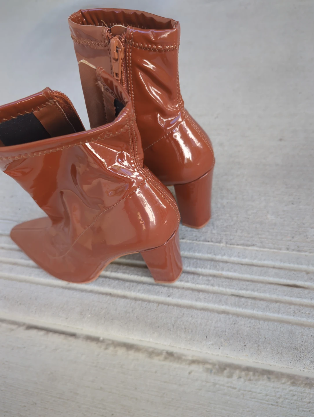 Brown Patent Ankle Boots - photo 3