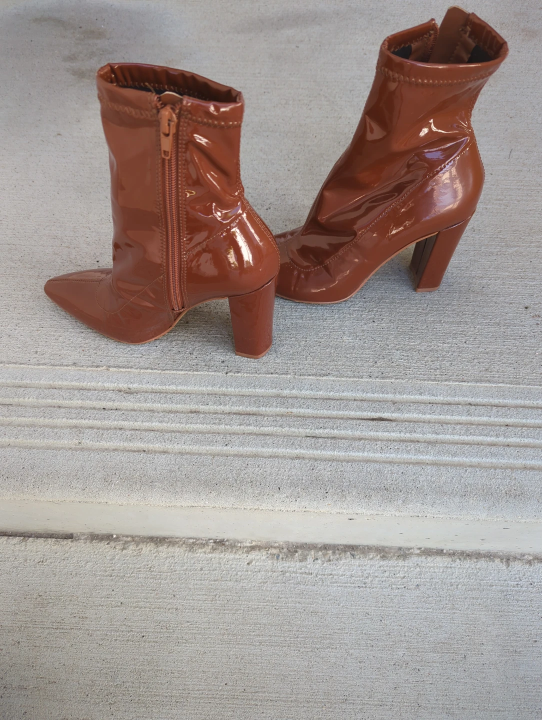 Brown Patent Ankle Boots - photo 4