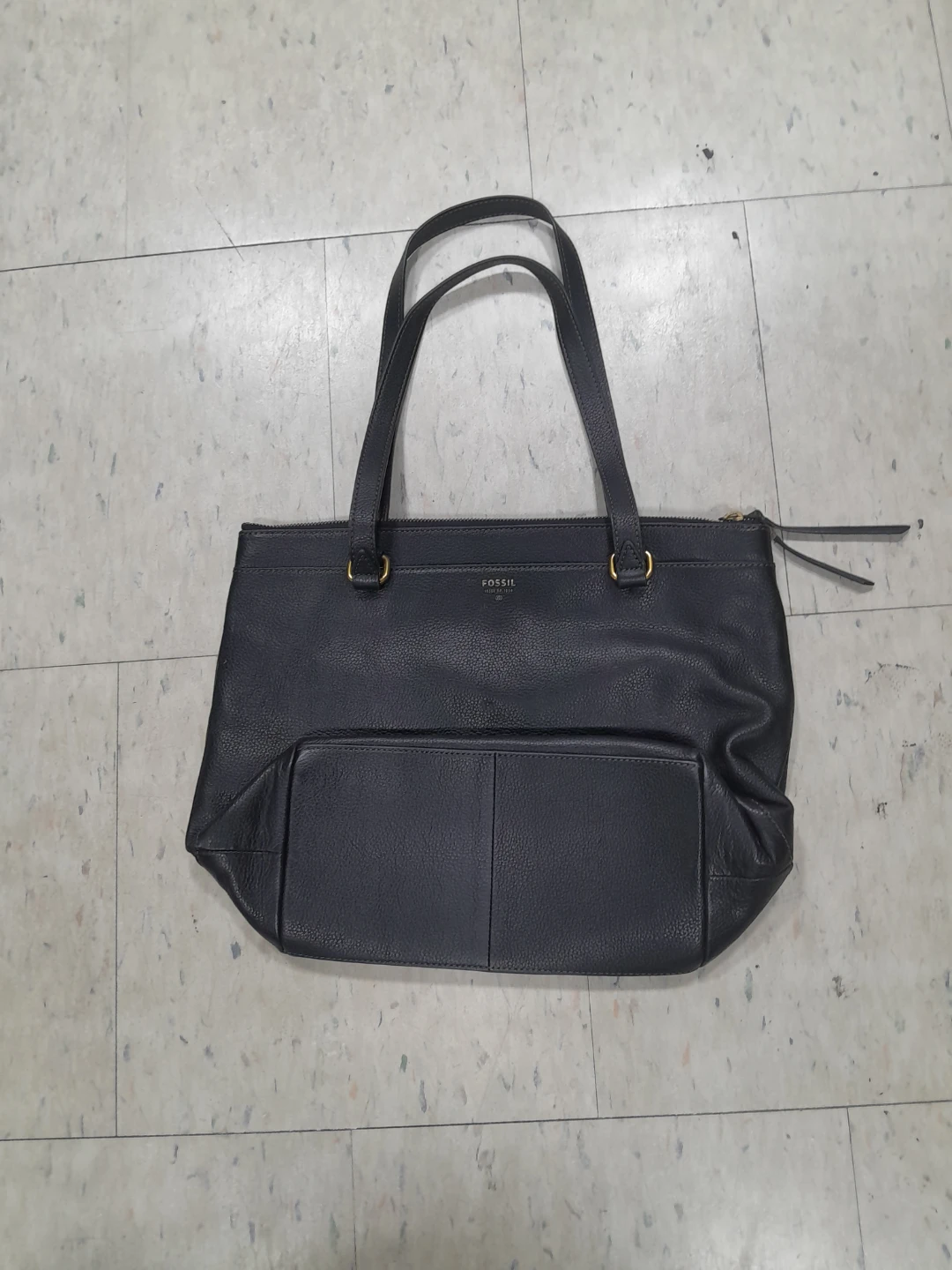 Fossil Black Leather Tote Bag