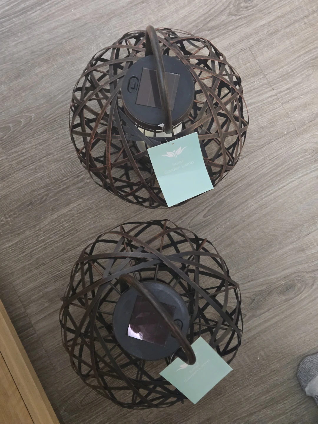 Brand New Pair Outdoor Solar Metal Rattan Lanterns - photo 5