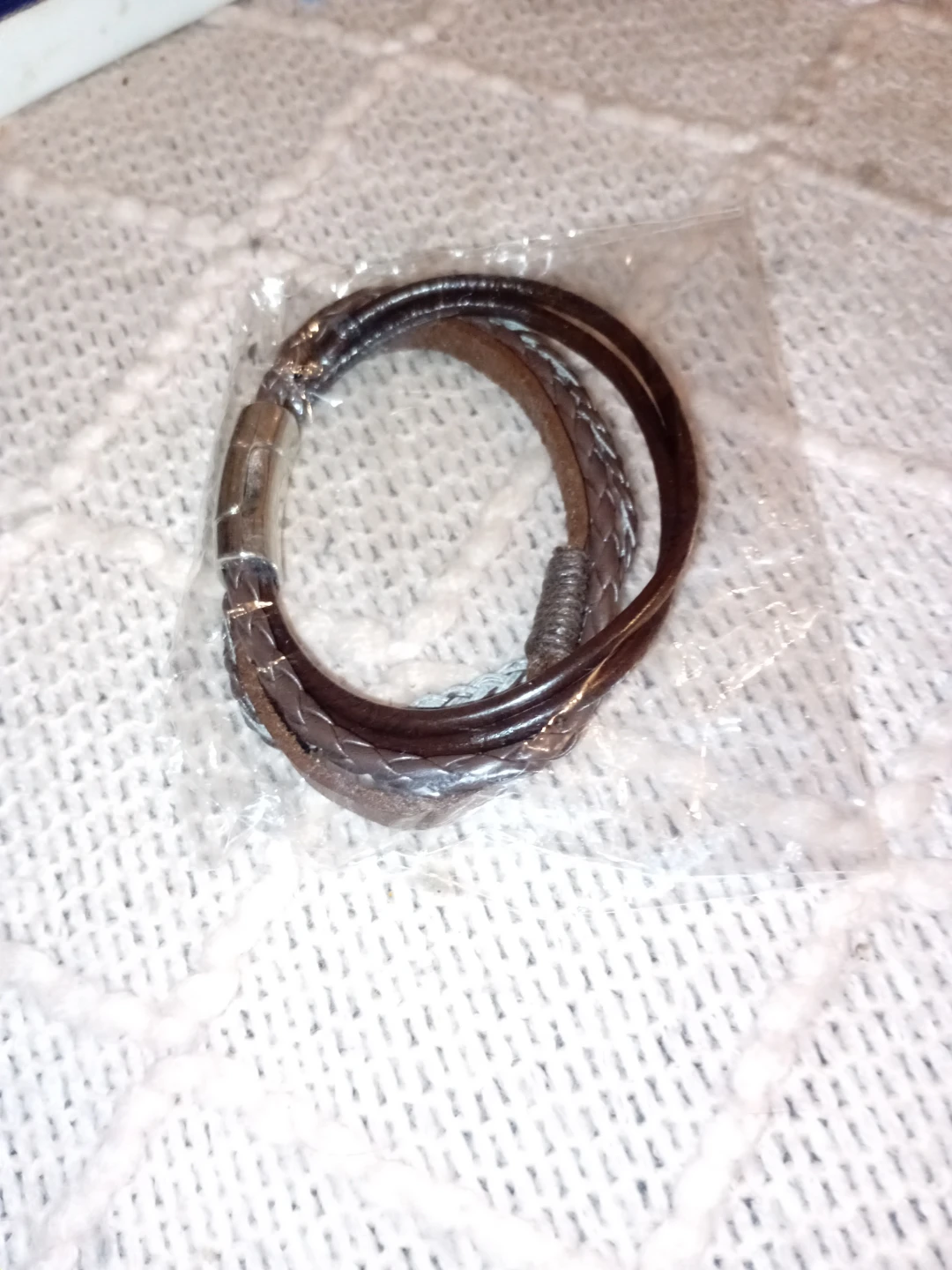 Brown Leather Layered Bracelet with Magnetic Clasp - photo 2