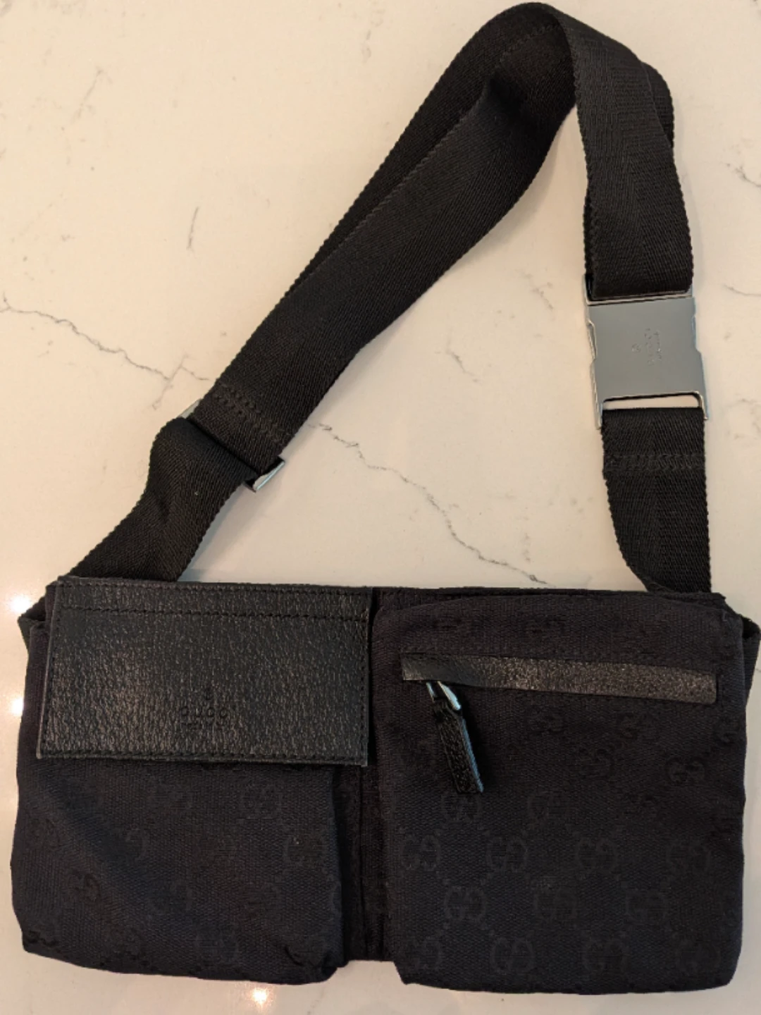 Gucci GG Monogram Canvas Belt Bag - Black