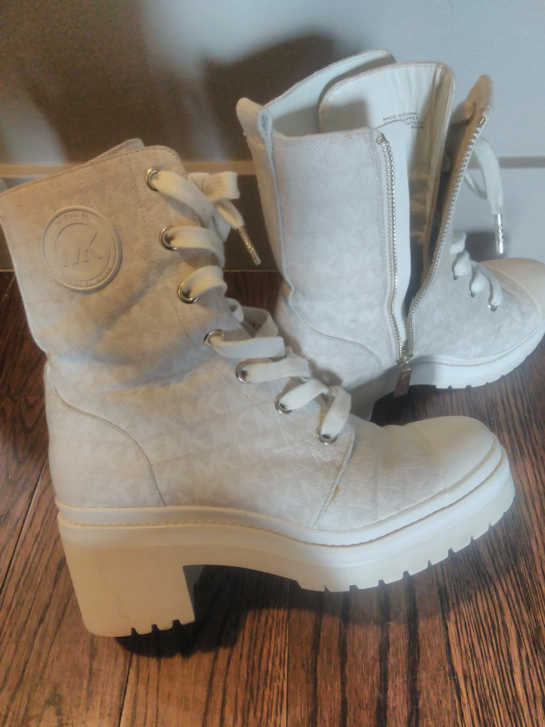 Michael Kors Women's Cream Logo Combat Boots - photo 2