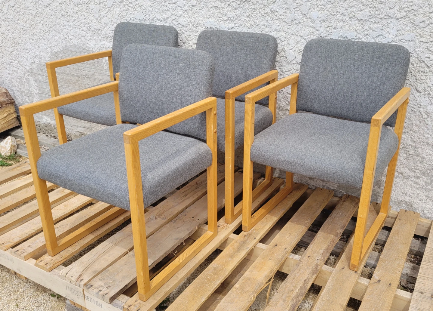 Mid Century Wood Frame Armchairs - photo 2