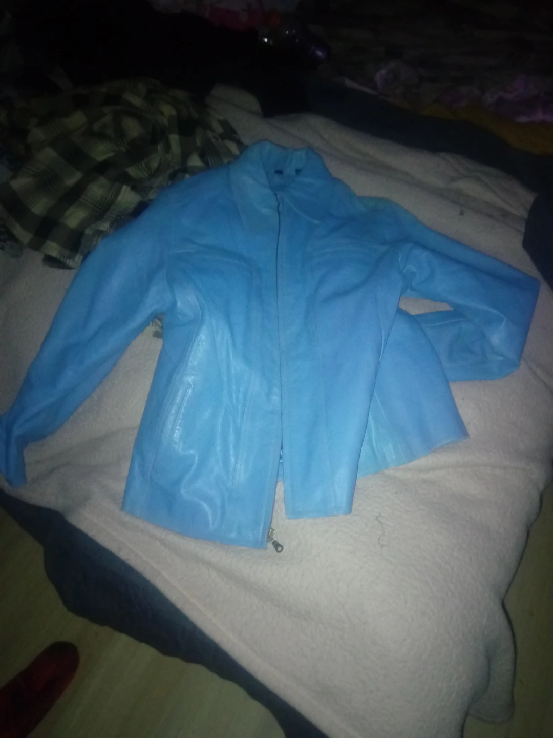 American Born Collection Light Blue Leather Jacket