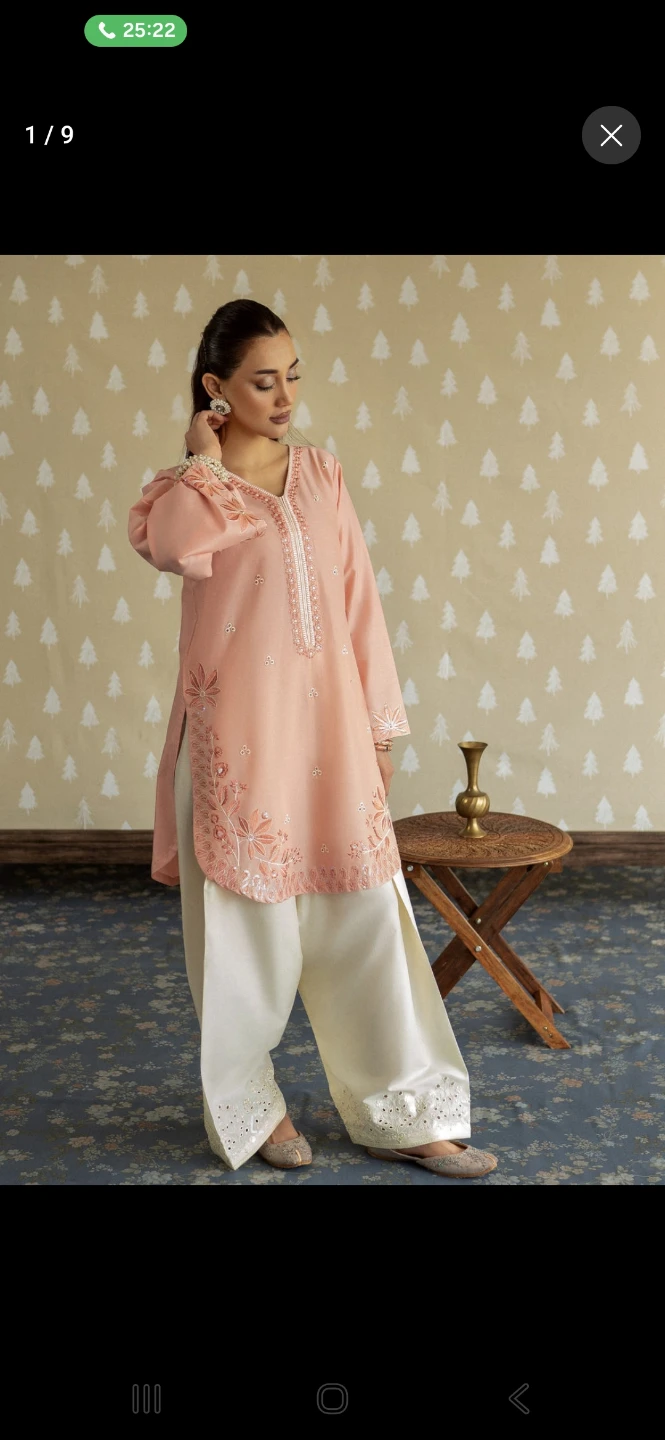 Women's Pink  2 pc Embroidered Kurti