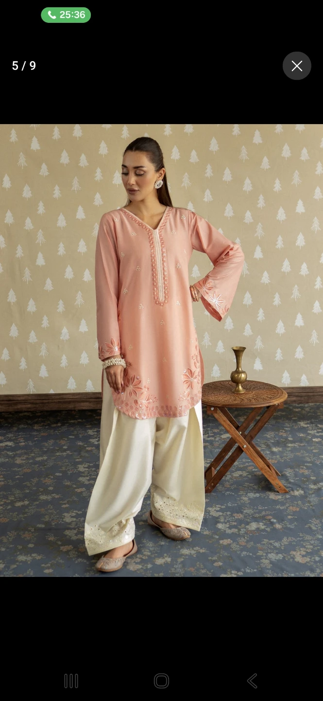 Women's Pink  2 pc Embroidered Kurti - photo 2