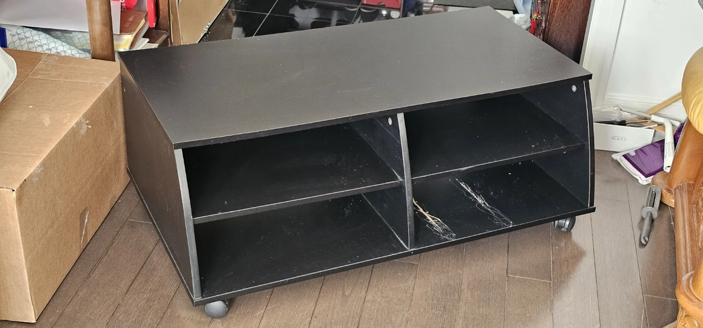Black Media Console with Wheels