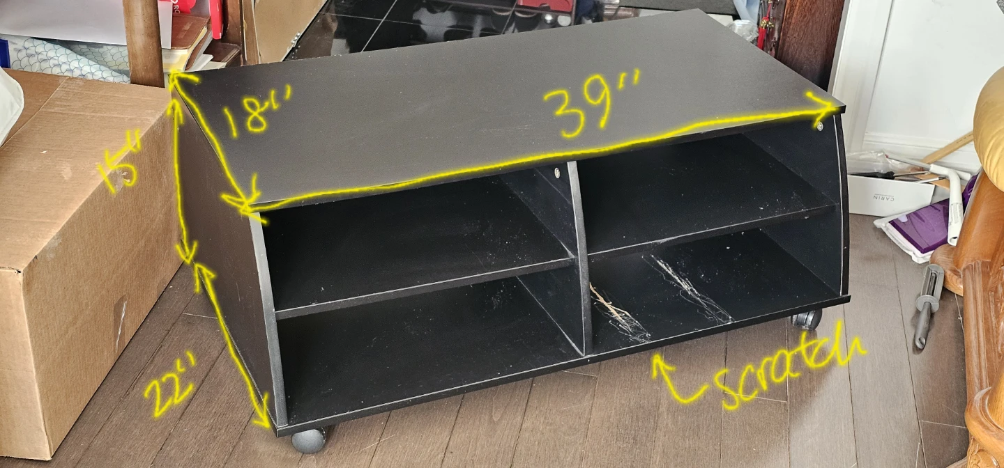 Black Media Console with Wheels - photo 2