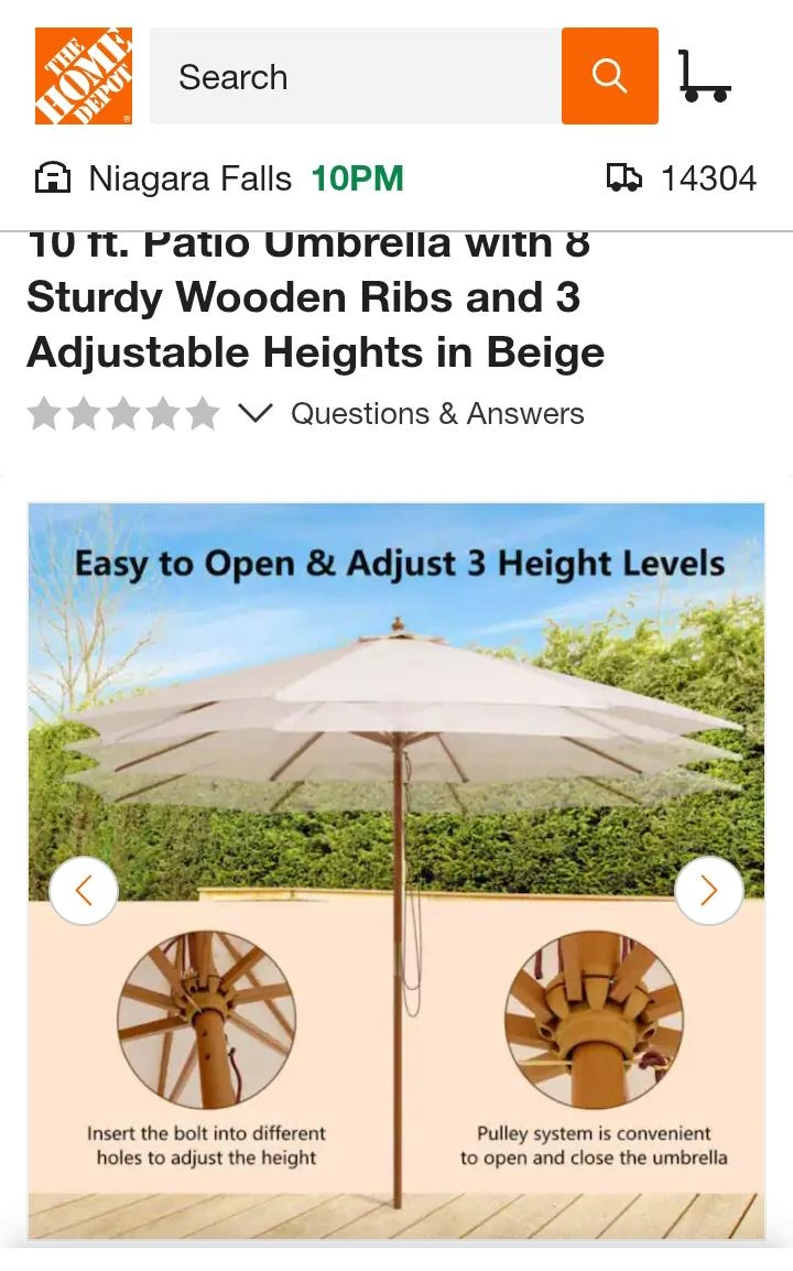 10 ft. Patio Umbrella - Beige - photo 2