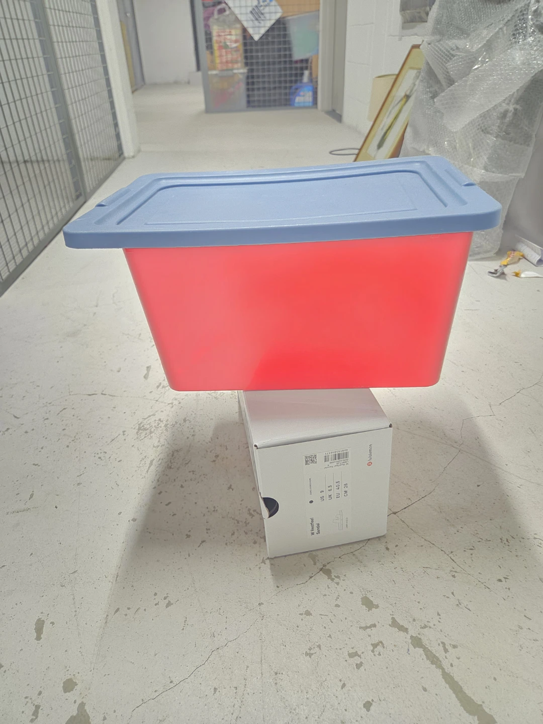 Red and Blue Plastic Storage Bin with Lid - photo 2