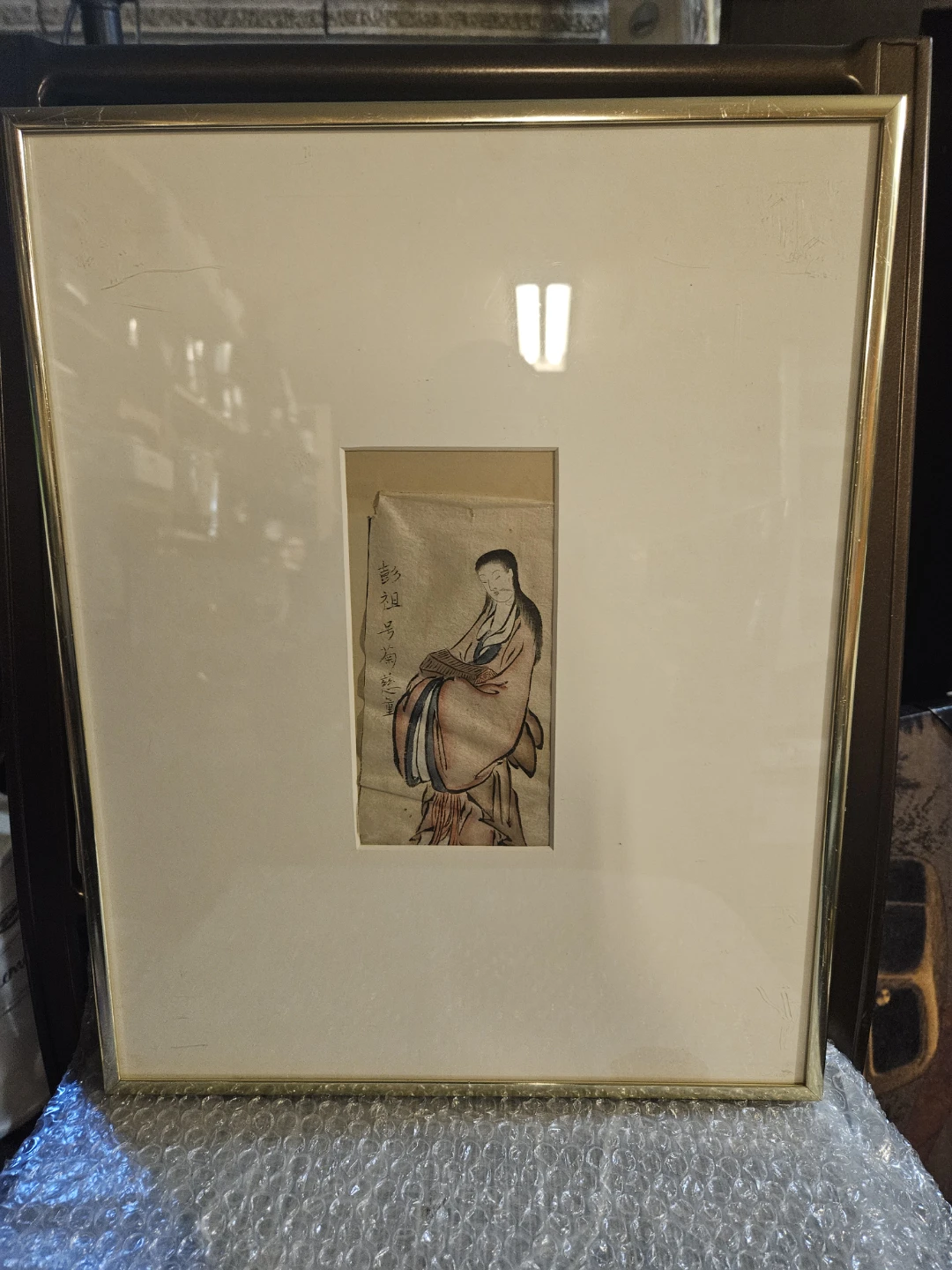 Framed Vintage Asian Ink Painting of a Woman - photo 2