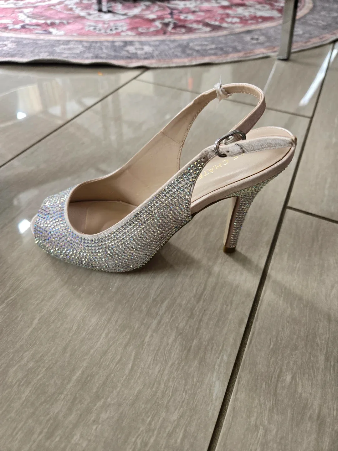 Le Château Rhinestone Peep-Toe Slingback Heels - photo 2
