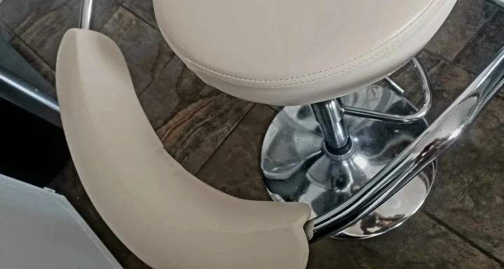 Adjustable 2 Bar Stools- Cream Faux Leather & Chrome - photo 2