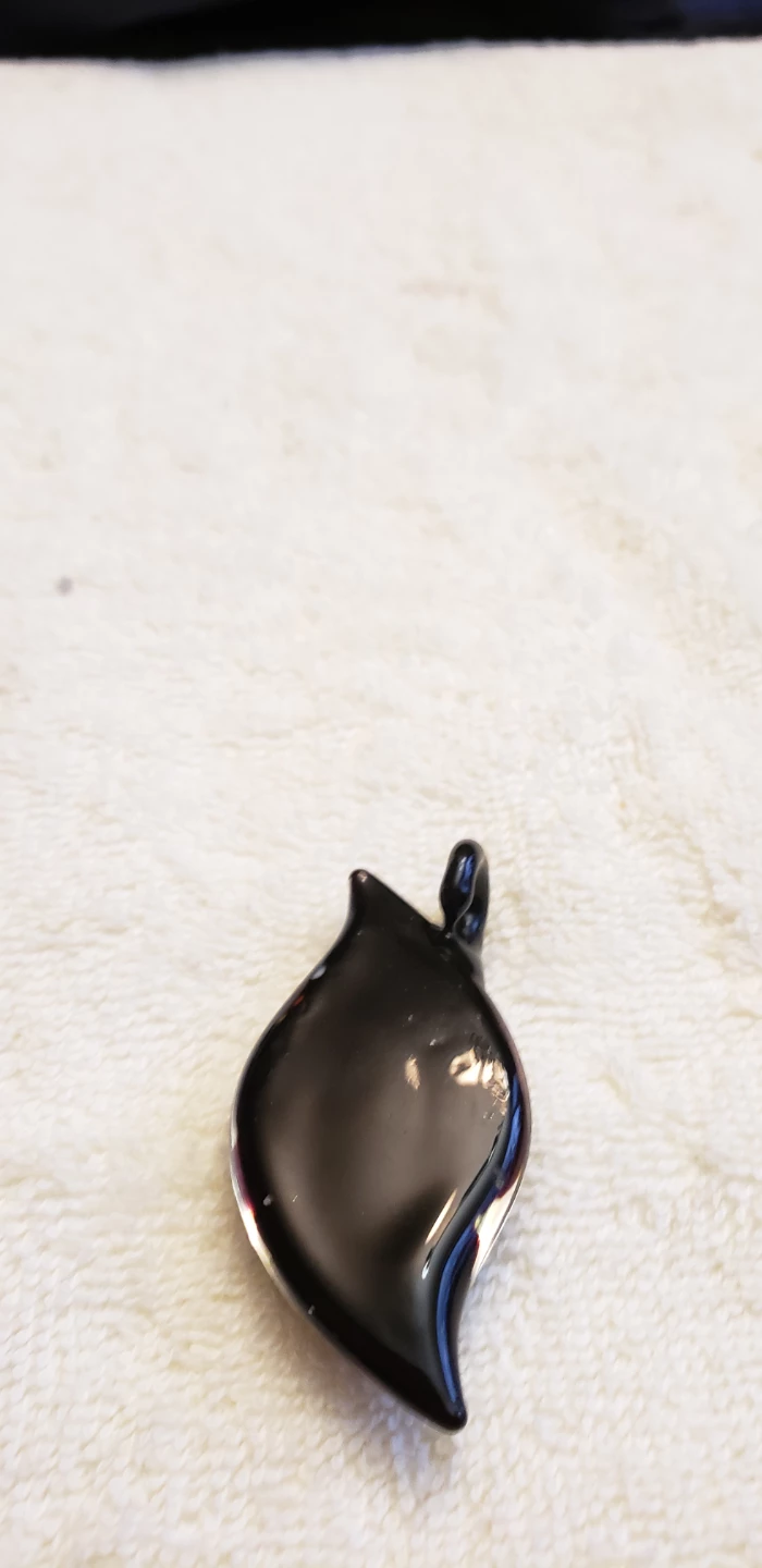 Glass Pendant - Black with Pink Flower & Blue Heart Shape - photo 4