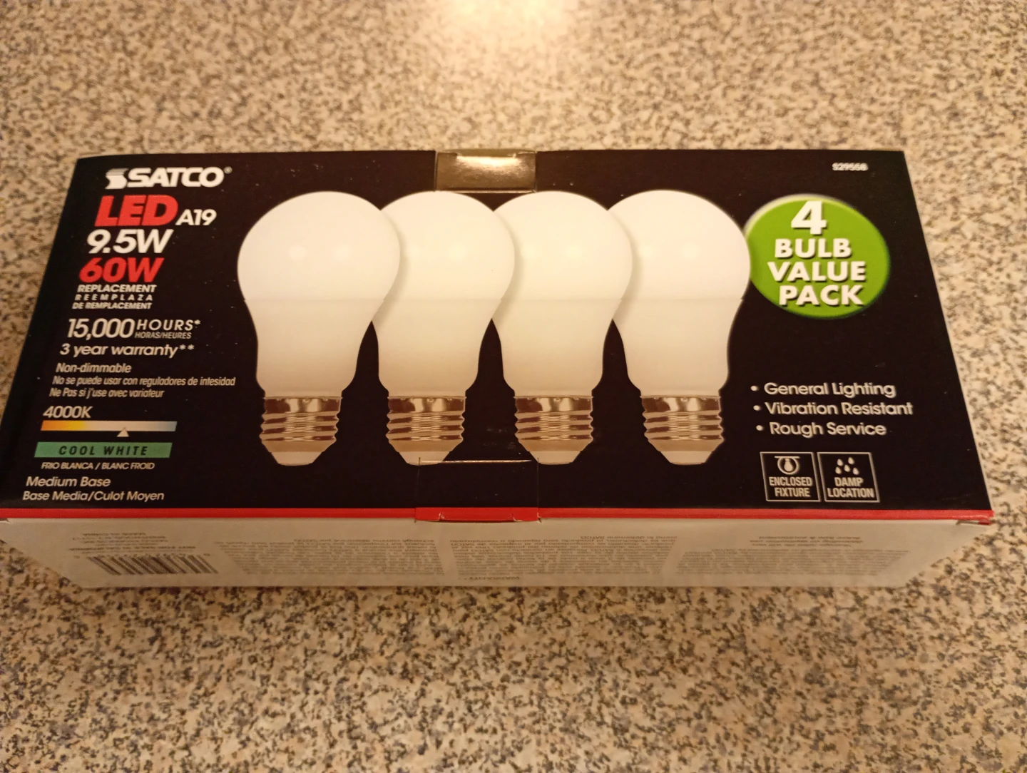 SATCO A19 LED Light Bulbs - 4 Pack