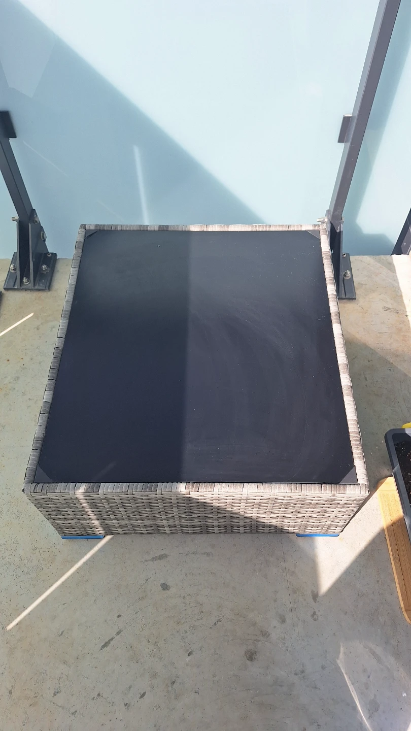 Woven Patio Side Table with Black Top