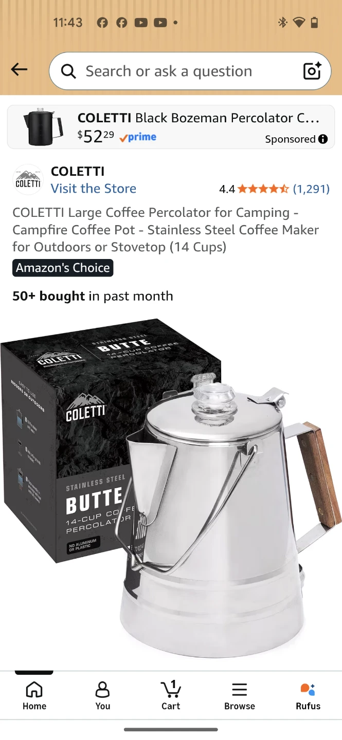 COLETTI Large Coffee Percolator - 24 Cups