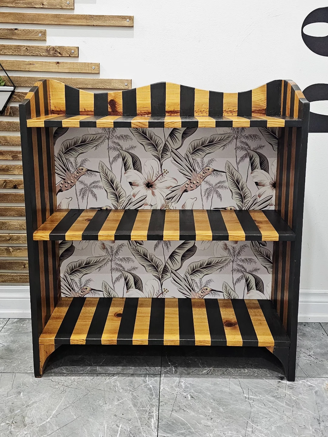 Striped Wooden Bookshelf - photo 2