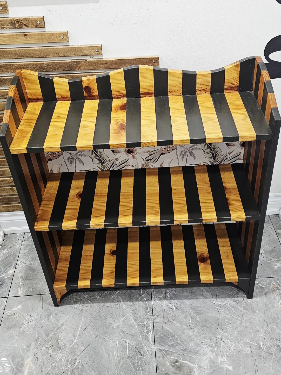 Striped Wooden Bookshelf - photo 3