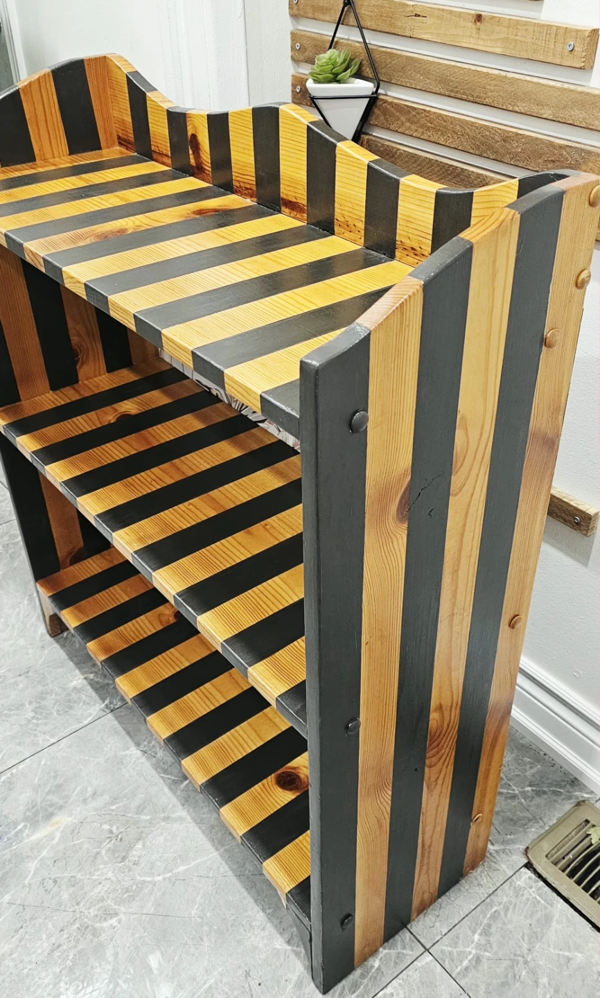 Striped Wooden Bookshelf - photo 5