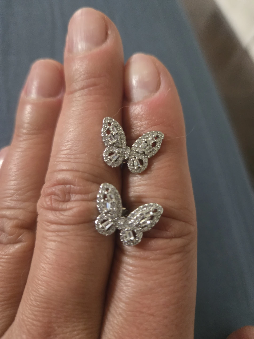 Sparkly Butterfly Earrings 925 with moissanite stones - photo 3