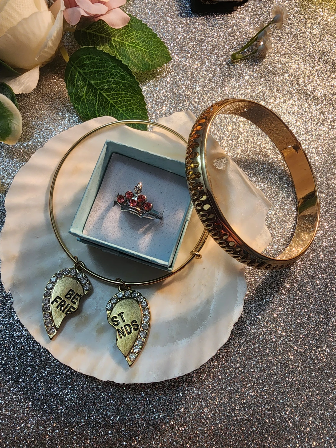 Best Friends Charm Bracelet and Ring Set