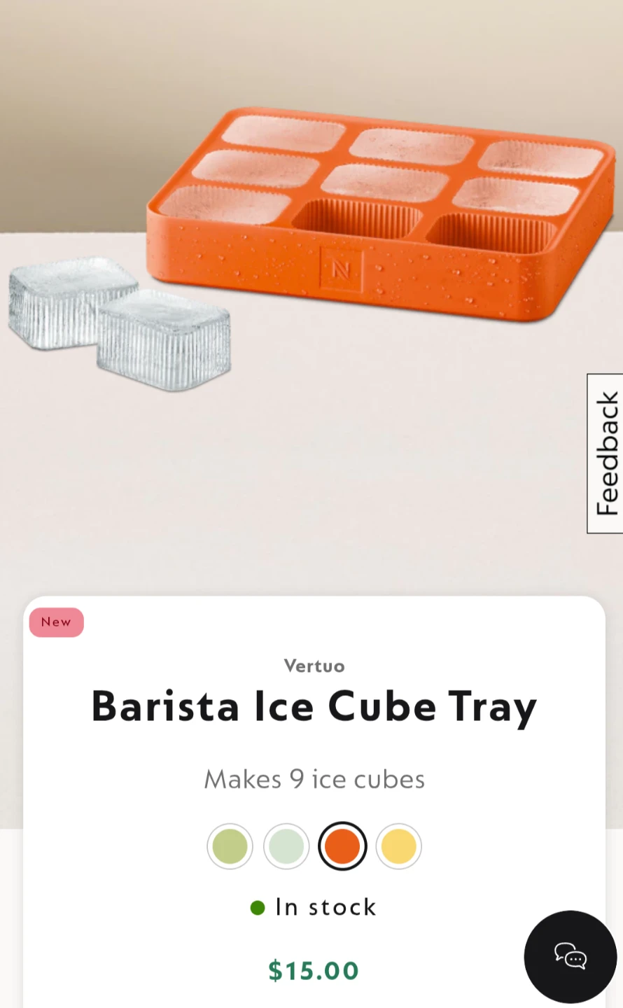 Brand new Nespresso Vertuo Barista Ice Cube Tray - Orange