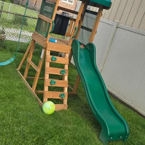 Wooden Playset with Slide and Swings