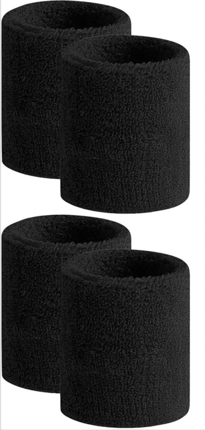 3 Pairs Black Wristbands Sports Sweatbands Adult