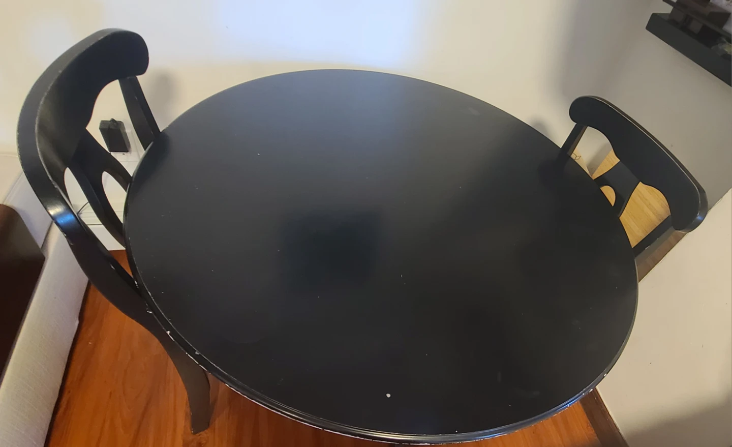 Black Round Dining Table with 2 Chairs - photo 2