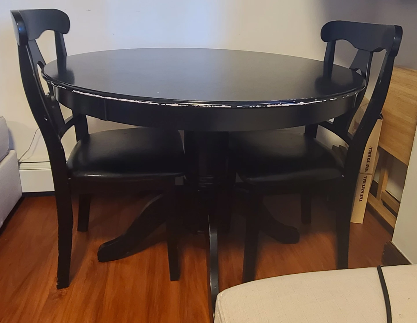 Black Round Dining Table with 2 Chairs - photo 3