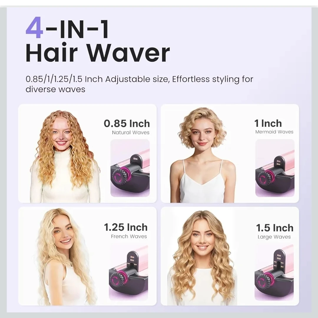 NEW Hair Crimper Waver Curler Wand 4 Adjustable Curling Waves